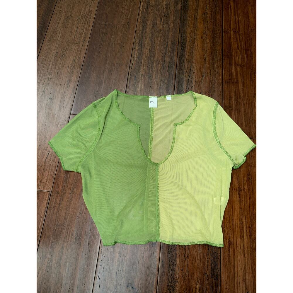 the PacSun PAC Cares Green Mesh Colorblock Crop Top Small